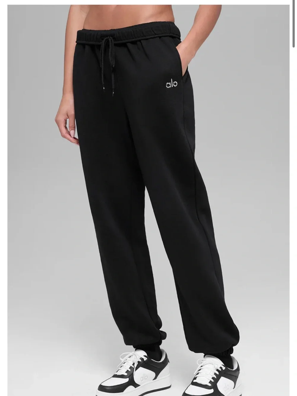ALO Yoga Black Drawstring Joggers with Logo